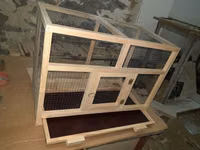 Taxta karkaslı, metal torlu quş/kemirici qəfəsi - Material: şam — 照片 1