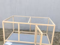 Taxta karkaslı, metal torlu geniş heyvan qəfəsi - Material: təbii — 照片 2